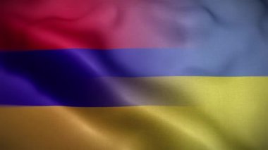 Ukrayna Ermenistan Bayrak Döngüsü Arkaplan 4K