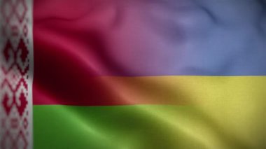 Ukrayna Belarus Bayrak Döngüsü Arkaplan 4K