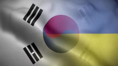 Ukrayna Kore Güney Bayrak Döngü Arkaplan 4K