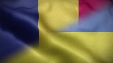 Ukrayna Romanya Bayrak Döngüsü Arkaplan 4K