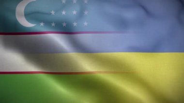 Ukrayna Özbekistan Bayrak Döngüsü Arkaplan 4K