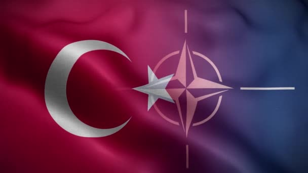 Nato Turquia Bandeira Loop Fundo — Vídeo de Stock