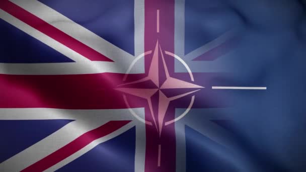 Nato Ngiltere Bayrak Döngüsü Arkaplan — Stok video