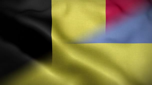 Oekraïne België Flag Loop Achtergrond — Stockvideo