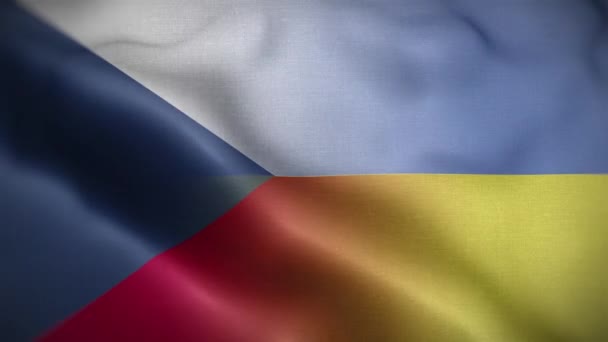 Ukraina Czechy Flaga Pętla Tła — Wideo stockowe