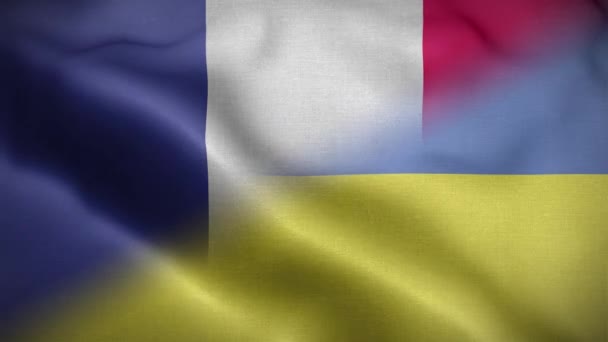 Ucrania Francia Bandera Loop Fondo — Vídeos de Stock