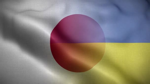 Ukrajina Japonsko Vlajková Smyčka Pozadí — Stock video