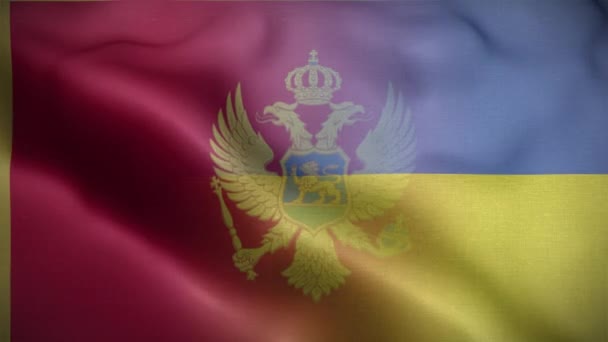 Ukraine Montenegro Flagge Schleife Hintergrund — Stockvideo