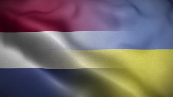 Украина Флаг Нидерландов Петля Фон — стоковое видео