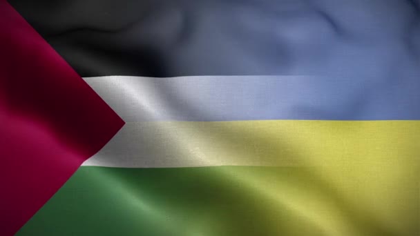 Ucrânia Palestina Bandeira Loop Fundo — Vídeo de Stock