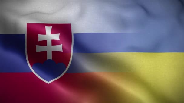 Ukrajina Slovensko Vlajková Smyčka Pozadí — Stock video