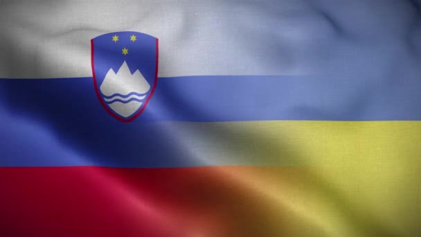 Ucrânia Eslovénia Bandeira Loop Fundo — Vídeo de Stock