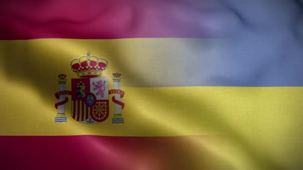 Oekraïne Spanje Flag Loop Achtergrond — Stockvideo