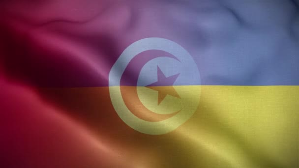 Ουκρανία Τυνησία Σημαία Βρόχο Φόντο — Αρχείο Βίντεο