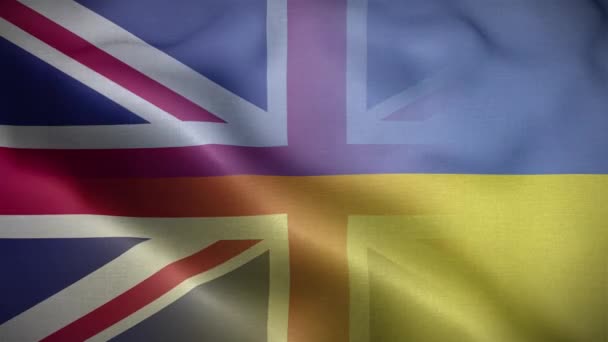 Ukrayna Birleşik Krallık Bayrak Döngüsü Arkaplan — Stok video