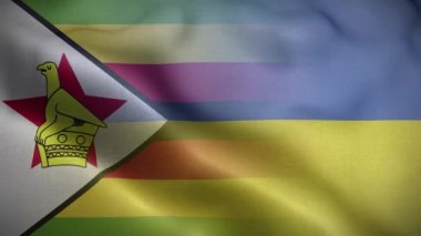 Ukrayna Zimbabwe Bayrak Döngüsü Arkaplan 4K