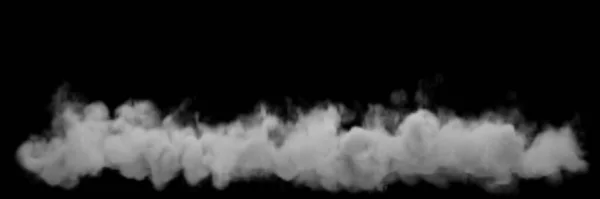 Isolated Rising Smoke Front Black Background Horizontal Panoramic Format — Stock Photo, Image