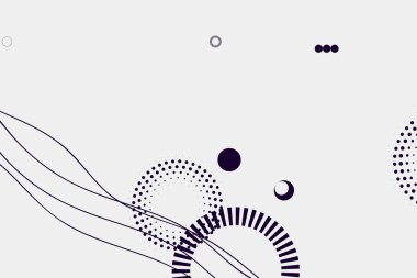 Soyut elementler ve dinamik şekillerle modern arka plan. Çizgiler ve daireler. Renkli beneklerin bileşimleri. Tasarım ve yaratıcı fikirler için şablon.