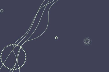 Soyut elementler ve dinamik şekillerle modern arka plan. Çizgiler ve çemberler koyu arkaplan. Renkli beneklerin bileşimleri. Tasarım ve yaratıcı fikirler için şablon.