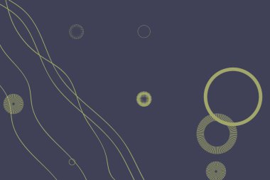 Soyut elementler ve dinamik şekillerle modern arka plan. Çizgiler ve çemberler koyu arkaplan. Renkli beneklerin bileşimleri. Tasarım ve yaratıcı fikirler için şablon.