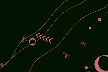 Soyut elementler ve dinamik şekillerle renkli modern arka plan. Çizgiler ve çemberler koyu arkaplan. Renkli beneklerin bileşimleri. Tasarım ve yaratıcı fikirler için şablon.