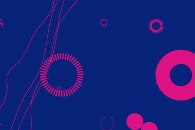 Soyut elementler ve dinamik şekillerle renkli modern arka plan. Çizgiler ve çemberler koyu arkaplan. Renkli beneklerin bileşimleri. Tasarım ve yaratıcı fikirler için şablon.