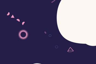 Geometrik soyut elementler ve dinamik şekiller. Renkli noktaların ve çizgilerin bileşimleri. Tasarım ve yaratıcı fikirler için arka plan.