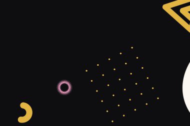 Geometrik soyut elementler ve dinamik şekiller. Renkli noktaların ve çizgilerin bileşimleri. Tasarım ve yaratıcı fikirler için arka plan.