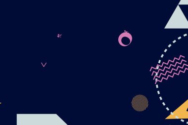 Geometrik komik soyut elementler ve dinamik şekiller. Renkli noktaların ve çizgilerin bileşimleri. Tasarım ve yaratıcı fikirler için arka plan.