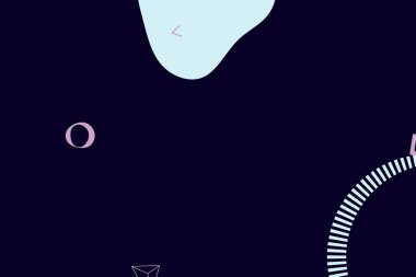 Geometrik komik soyut elementler ve dinamik şekiller. Renkli noktaların ve çizgilerin bileşimleri. Tasarım ve yaratıcı fikirler için arka plan.