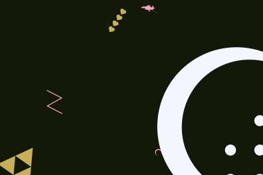 Geometrik komik soyut elementler ve dinamik şekiller. Renkli noktaların ve çizgilerin bileşimleri. Tasarım ve yaratıcı fikirler için arka plan.