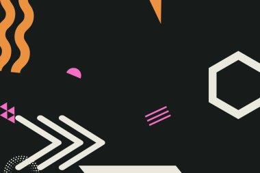 Geometrik komik soyut elementler ve dinamik şekiller. Renkli noktaların ve çizgilerin bileşimleri. Tasarım ve yaratıcı fikirler için arka plan.