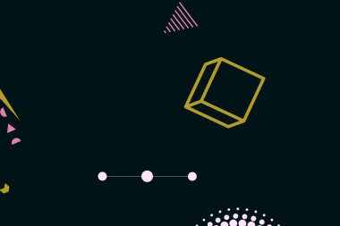 Geometrik komik soyut elementler ve dinamik şekiller. Renkli noktaların ve çizgilerin bileşimleri. Tasarım ve yaratıcı fikirler için arka plan.