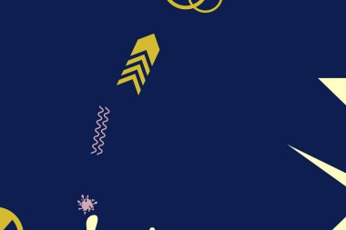 Geometrik komik soyut elementler ve dinamik şekiller. Renkli noktaların ve çizgilerin bileşimleri. Tasarım ve yaratıcı fikirler için arka plan.