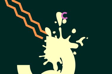 Renkli basit soyut elementler ve dinamik şekiller. Renkli noktaların ve çizgilerin bileşimleri. Tasarım ve yaratıcı fikirler için arka plan.