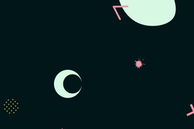 Renkli basit soyut elementler ve dinamik şekiller. Renkli noktaların ve çizgilerin bileşimleri. Tasarım ve yaratıcı fikirler için arka plan.