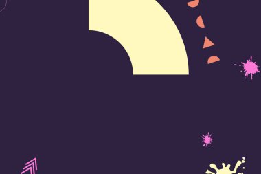 Renkli basit soyut elementler ve dinamik şekiller. Renkli noktaların ve çizgilerin bileşimleri. Tasarım ve yaratıcı fikirler için arka plan.