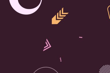 Renkli basit soyut elementler ve dinamik şekiller. Renkli noktaların ve çizgilerin bileşimleri. Tasarım ve yaratıcı fikirler için arka plan.