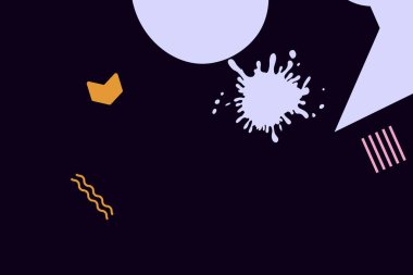 Renkli basit soyut elementler ve dinamik şekiller. Renkli noktaların ve çizgilerin bileşimleri. Tasarım ve yaratıcı fikirler için arka plan.