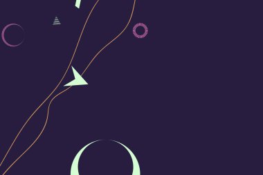 Renkli basit soyut elementler ve dinamik şekiller. Renkli noktaların ve çizgilerin bileşimleri. Tasarım ve yaratıcı fikirler için arka plan.