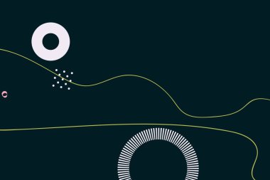 Renkli basit soyut elementler ve dinamik şekiller. Renkli noktaların ve çizgilerin bileşimleri. Tasarım ve yaratıcı fikirler için arka plan.