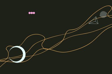 Renkli basit soyut elementler ve dinamik şekiller. Renkli noktaların ve çizgilerin bileşimleri. Tasarım ve yaratıcı fikirler için arka plan.