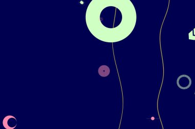 Renkli basit soyut elementler ve dinamik şekiller. Renkli noktaların ve çizgilerin bileşimleri. Tasarım ve yaratıcı fikirler için arka plan.