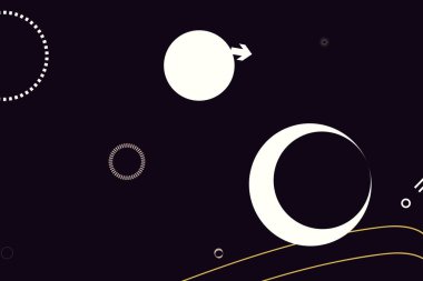 Renkli basit soyut elementler ve dinamik şekiller. Renkli noktaların ve çizgilerin bileşimleri. Tasarım ve yaratıcı fikirler için arka plan.