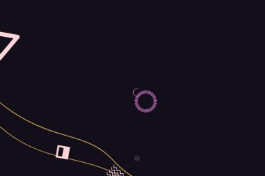 Renkli basit soyut elementler ve dinamik şekiller. Renkli noktaların ve çizgilerin bileşimleri. Tasarım ve yaratıcı fikirler için arka plan.