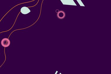 Renkli basit soyut elementler ve dinamik şekiller. Renkli noktaların ve çizgilerin bileşimleri. Tasarım ve yaratıcı fikirler için arka plan.