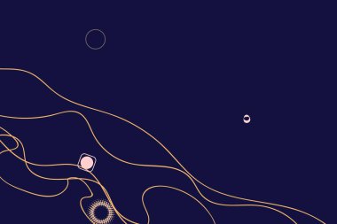 Renkli basit soyut elementler ve dinamik şekiller. Renkli noktaların ve çizgilerin bileşimleri. Tasarım ve yaratıcı fikirler için arka plan.