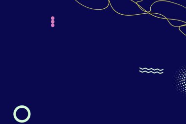 Renkli basit soyut elementler ve dinamik şekiller. Renkli noktaların ve çizgilerin bileşimleri. Tasarım ve yaratıcı fikirler için arka plan.