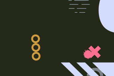 Renkli basit soyut elementler ve dinamik şekiller. Renkli noktaların ve çizgilerin bileşimleri. Tasarım ve yaratıcı fikirler için arka plan.