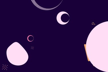 Renkli basit soyut elementler ve dinamik şekiller. Renkli noktaların ve çizgilerin bileşimleri. Tasarım ve yaratıcı fikirler için arka plan.